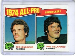 Topps #217 1975 TED HENDRICKS (Salón de la Fama) y Phil Villapiano (todos los profesionales) - Imagen 1 de 2