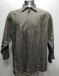 Oscar Dela Renta Brown Botton Down Men Long Sleeve Size XL 17.5 - Picture 1 of 7
