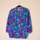 Vintage Teddi zip up 3/4 sleeve spring jacket colorblock geometric 80s 90s