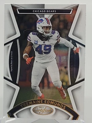 2023 PANINI CERTIFIED TREMAINE EDMUNDS BASE FOOTBALL CARD CHICAGO BEARS BILLS  - Image 1 of 2