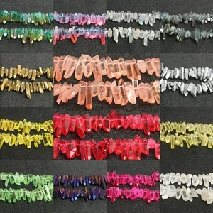 60PCS Natural Quartz Crystal Stick Spikes Points Loose Beads Jewelry Making DIY - Picture 1 of 45