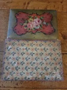 Antique Hand Painted Roses Wood Box, Folk Art - Picture 1 of 4