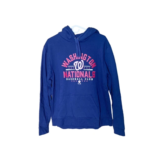 Fanatics Washington Nationals Pullover Spellout Hoodie Size XL Blue Cover