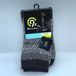 Women's Crew 2 pair pack Wool Blend or Duo Dry Socks Champion Size 5-9 NWT 