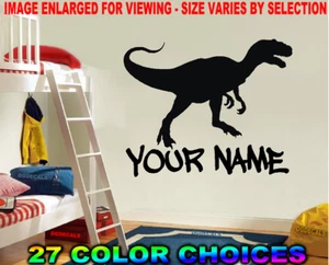 T-REX DINOSAUR PERSONALIZED NAME DECAL STICKER JURASSIC STYLE TREX DINO WALL ART - Picture 1 of 2