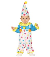COSTUME PAGLIACCIO CARNEVALE VESTITO GUIRCA NEONATO CLOWN UNISEX PAYASO COLORATO