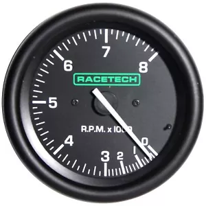 Racetech Tachometer Rev Counter 80mm 0-8Krpm 4/6/8 Cyl Escort Rally Race Car - Picture 1 of 2