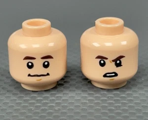 LEGO Minifigure Head Brown Eyebrows Confused Lowered Eyebrow Chandler Bing 21319 - Picture 1 of 5