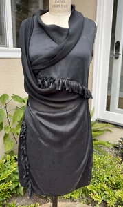 EDUN Black Fringe Silk Dress Size S Small - Picture 1 of 6