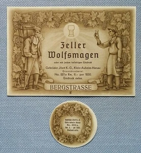 Old Wine Label Sample Label Label Zeller Wolfsmagen Bergstrasse Illert - Picture 1 of 2