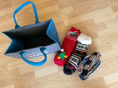 Filz Shopping Tasche Perfect Day + 4 Paar dicke Winter Home Socken NEU 39 - 42 - Bild 1 von 4