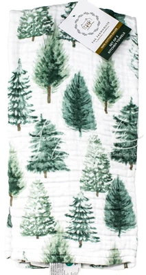 Rachel Ashwell Christmas Holiday Tree 100% Cotton Gauze Muslin Kitchen Towel 3pc