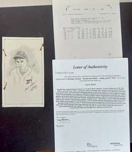 Ted Gray signiert 5x8" Detroit Tigers Originalzeichnung JSA John Raitt Sammlung - Bild 1 von 3