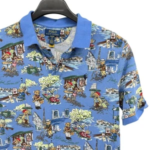Polo Ralph Lauren Bear Paris Artist Print Mesh Polo Shirt Youth Boys XL (18-20) - Picture 1 of 12