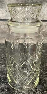 Vtg 8” Planters Glass Jar w/Lid 1983 Mr Peanut Criss Cross Pattern Bottom Logo - Picture 1 of 3
