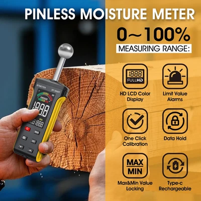 Feuchtigkeitsmessgerät Feuchtemesser für Holz Wand Bau Feuchtemessgerät w/ Alarm - Bild 1 von 4