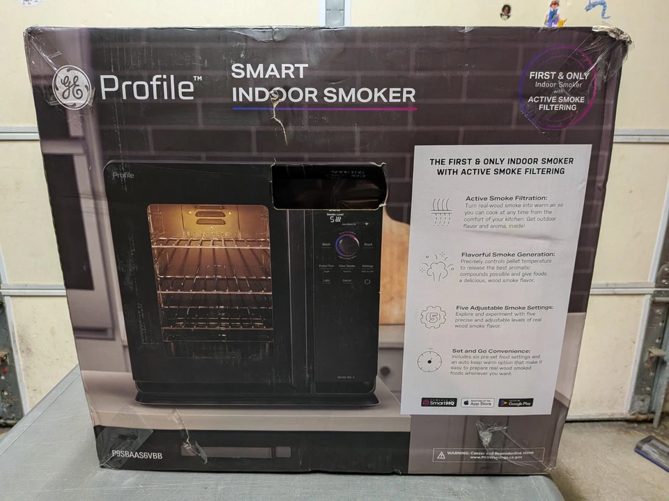 NEW GE Profile Smart Indoor Smoker P9SBAAS6VBB, New In Box BBQ No Vent Required! - Image 1 of 4