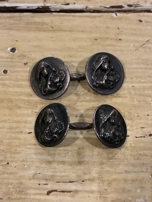 Gemelos camafeo victorianos Art Nouveau de plata esterlina Unger Bros Foto 1 de 4