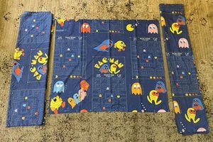 1980er Vintage Pac-Man Schlafzimmer Vorhänge Gardinen x3 Midway Original - Bild 1 von 5