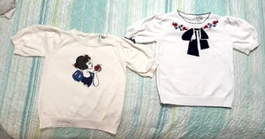 Janie and Jack Girls Size 8 Sweater Lot of 2 Disney Snow White Embroidered Bow - Picture 1 of 12