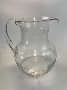 Vintage Kristall Krug geätzt floral Blumen mundgeblasen Glas Wasser 8" - Bild 1 von 5