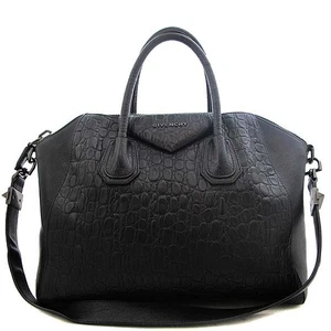 GIVENCHY 11L5110008 001 Black Lambskin Crocodile Pattern Antigona M Size 2WAY - Picture 1 of 5