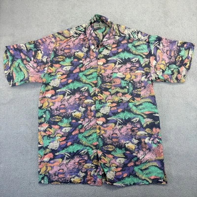 Camisa De Colección Robert Stock Para Hombre Grande 100% Seda Manga Corta Abstracta Colorida Suave Foto 1 de 4