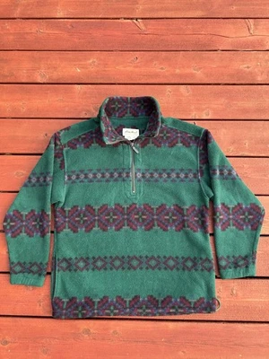 Pullover azteca Eddie Bauer media cremallera para hombre pequeño verde 1/4 cremallera polar caminata nórdica Foto 1 de 4
