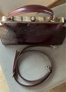 Authentic JEAN PAUL GAULTIER Rose clasp handbag y2k metallic burgundy rare #E-81 - Picture 1 of 4