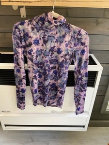 Isabel Marant Giloyela Printed Stretch-Velvet Turtleneck Top in purple 34 - Picture 1 of 7