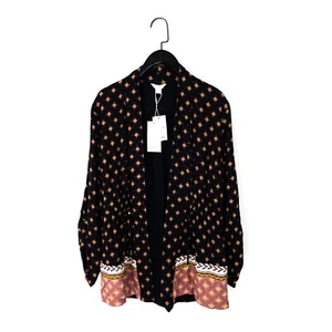 Monsoon Jay Geo Black Multi Ikat Boho Printed Summer Jacket - Size 10 NEW - Picture 1 of 12