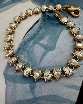 5.20ct Pear Cut GIA Certified Lab Grown Diamond 10k solid gold Eternity bracelet - Image 1 of 4