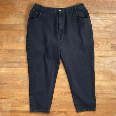 Винтажные джинсы с высокой талией большого размера 22WP 38 дюймов талия 1990-е выцветший черный деним - Изображение 1 из 4