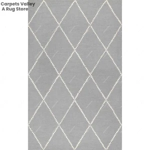 Dotted Diamond Grey Hand-Tufted Wool Handmade Area Rug Carpet for Home Living - Picture 1 of 4