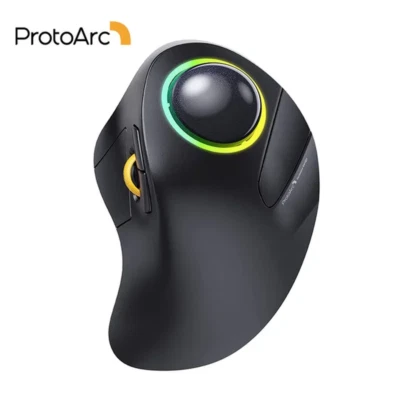 Wireless Index Finger Trackball Mouse Rechargeable RGB Rollerball BT 2.4G Mice  - Image 1 of 4