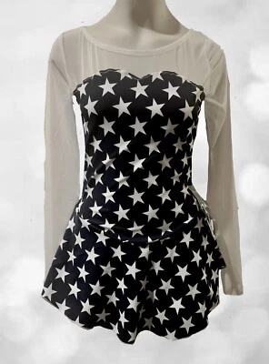 Figure Skating NEW Dress Child M 12 Ice Skate NWT  Patriotic Navy Blue Stars Ice - Image 1 of 4