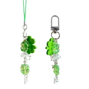 Unique Beaded Keychain Phone Chain Charm Featuring a Clovers for Daily Commuting - Picture 1 of 10