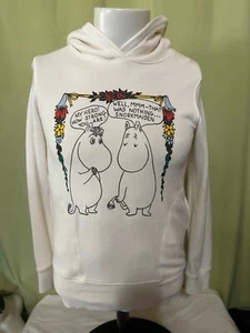 Suéter con capucha blanco beige Moomins Uniqlo para hombre mediano Mumenstállu Little My Moo - Imagen 1 de 4