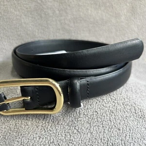 H&M Women’s Black Split Leather Belt Gold Colored Buckle Size XS - Picture 1 of 8