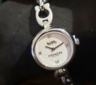 COACH WATCH WITH 26MM SILVER FACE & COACH SIGNATURE "C" SILVER CHAIN BRACELET 
