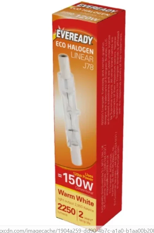 Eveready Halogen bulb R7S Linear (78mm) 2,250lm 120W 2,900K  (Warm White), Box - Image 1 of 1