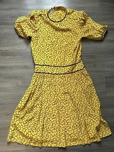 Vintage Albert Nipon Dress Yellow Black Women’s Size 10 100% Silk - Picture 1 of 14