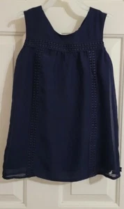 NAUTICA  Girls Navy Blue With Crochet Trim Top Size 7  - Picture 1 of 6
