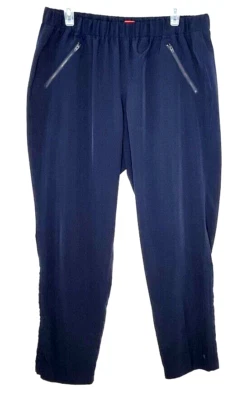 Pantalones elásticos de poliéster IZOD usados en excelente estado, azul marino, talla 14, ligeros, bolsillos Foto 1 de 4