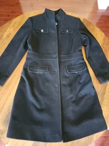 Vintage Mackintosh Black Overcoat 80% Wool New England  K19 - Picture 1 of 6