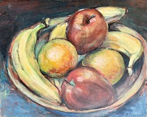 Stillleben Gemälde Obst, Öl 16" x 20" tolle Farbe & Pinselführung ungerahmt - Bild 1 von 1