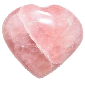 [1] Himalaya Rosenquarz Kristall Puffy Herz / Palmenstein + Baby Selenit Herz - Bild 1 von 9