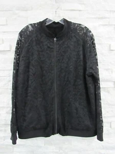 NEW Sympli $320 Black Lace & Jersey Reversible Zip Front Bomber Jacket 8 CURRENT - Picture 1 of 6