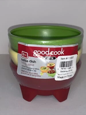 Good Cook Fiesta Salsa Dishes 3 Piece Stackable Set Red Yellow Green Bowls 5” - Image 1 of 4