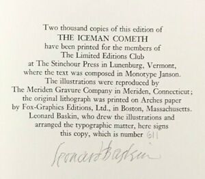 SIGNED/LIMITED   Leonard Baskin   The Iceman Cometh w/ Orig. Litho   LEC  1982